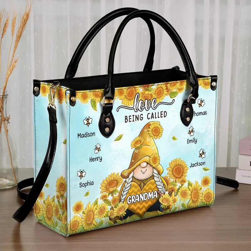 No One Loves You Like Your Grandma Does - Family Personalized Custom Leather Handbag - Gift For Mom, Grandma
