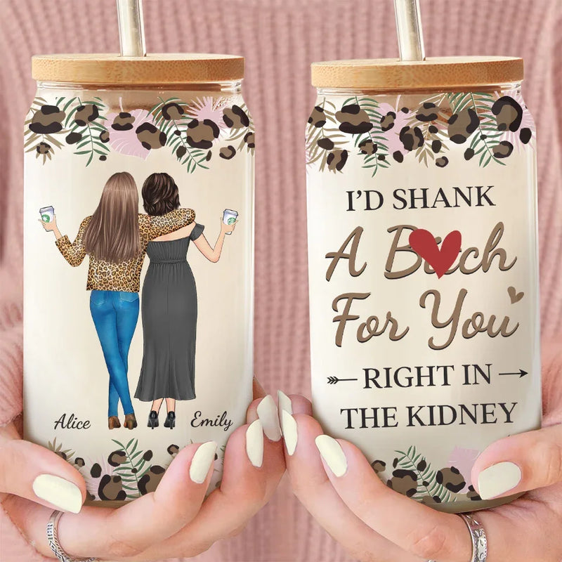 True Friends Are Always Together In Spirit - Bestie Personalized Custom Glass Cup, Iced Coffee Cup - Gift For Best Friends, BFF, Sisters