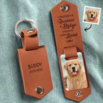 Custom Pet Photo Memorial Gifts for Dog Lovers - Personalized Engraved Leather Keychain