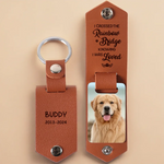 Custom Pet Photo Memorial Gifts for Dog Lovers - Personalized Engraved Leather Keychain
