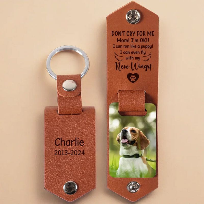 Custom Photo Once By Side Forever In Heart - Memorial Personalized Custom Engraved Leather Keychain - Sympathy Gift For Pet Owners, Pet Lovers