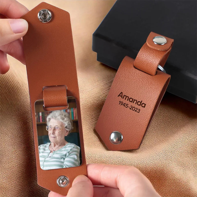 Custom Photo I Will Carry You With Me Until I See You Again - Memorial Personalized Custom Engraved Leather Keychain - Sympathy Gift For Family Members