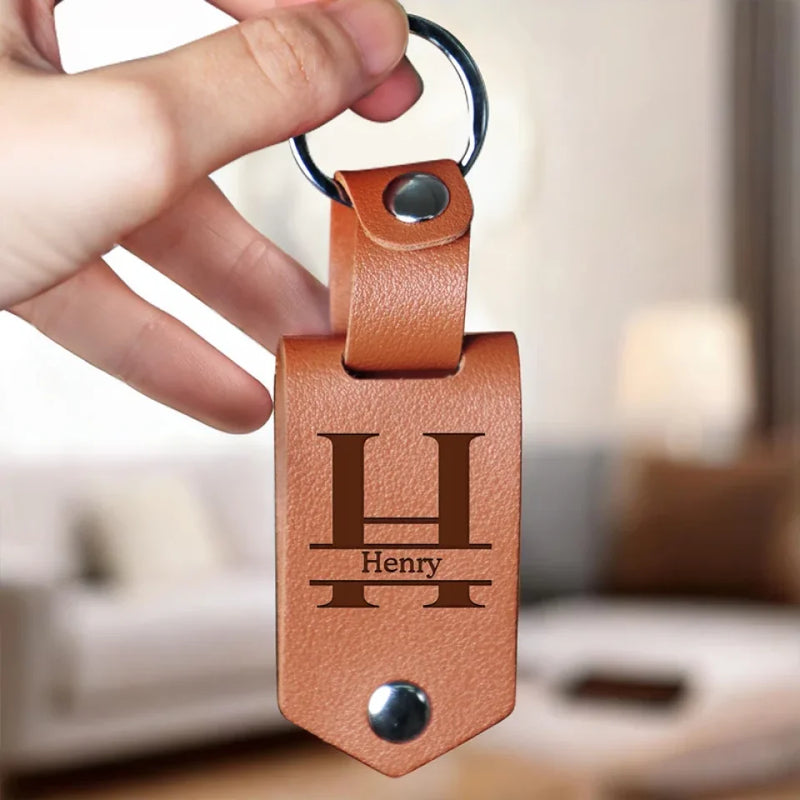 Custom Photo Drive Safe Handsome I Need You Here With Me - Couple Personalized Custom Engraved Leather Keychain - Gift For Husband Wife, Anniversary
