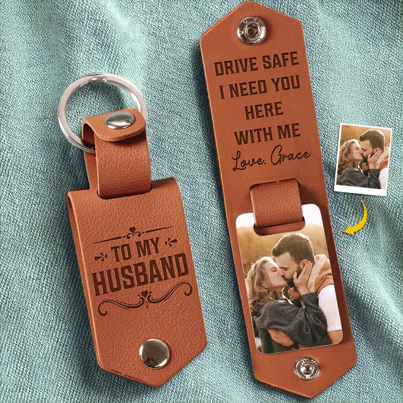 Custom Photo Your Love Is My Greatest Gift - Couple Personalized Custom Engraved Leather Keychain - Gift For Husband Wife, Anniversary