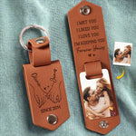 Custom Photo I'm Keeping You Forever Yours - Couple Personalized Custom Engraved Leather Keychain - Gift For Husband Wife, Anniversary