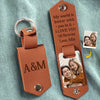 Custom Photo My World Is Better With You In It - Couple Personalized Custom Engraved Leather Keychain - Gift For Husband Wife, Anniversary
