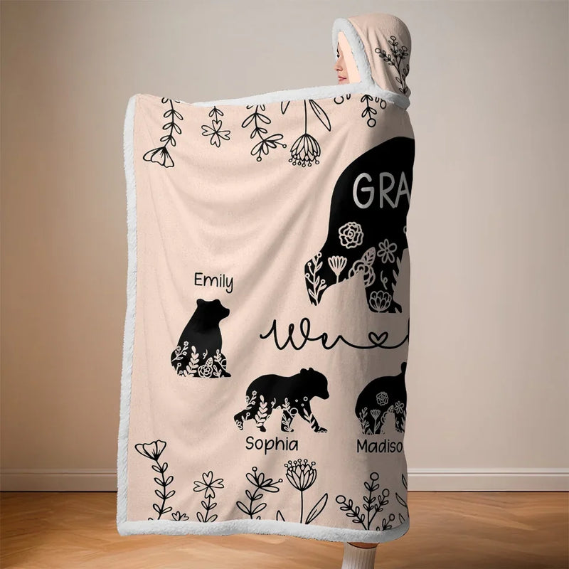 Love Grows Best In Family Gardens - Family Personalized Custom Snuggle Blanket, Hoodie Blanket - Gift For Mom, Grandma