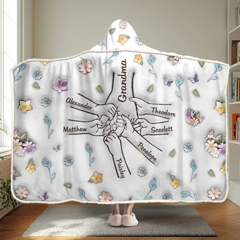 Let's Hold Hands And Brave This World Together - Family Personalized Custom 3D Inflated Effect Printed Snuggle Blanket, Hoodie Blanket - Gift For Family Members