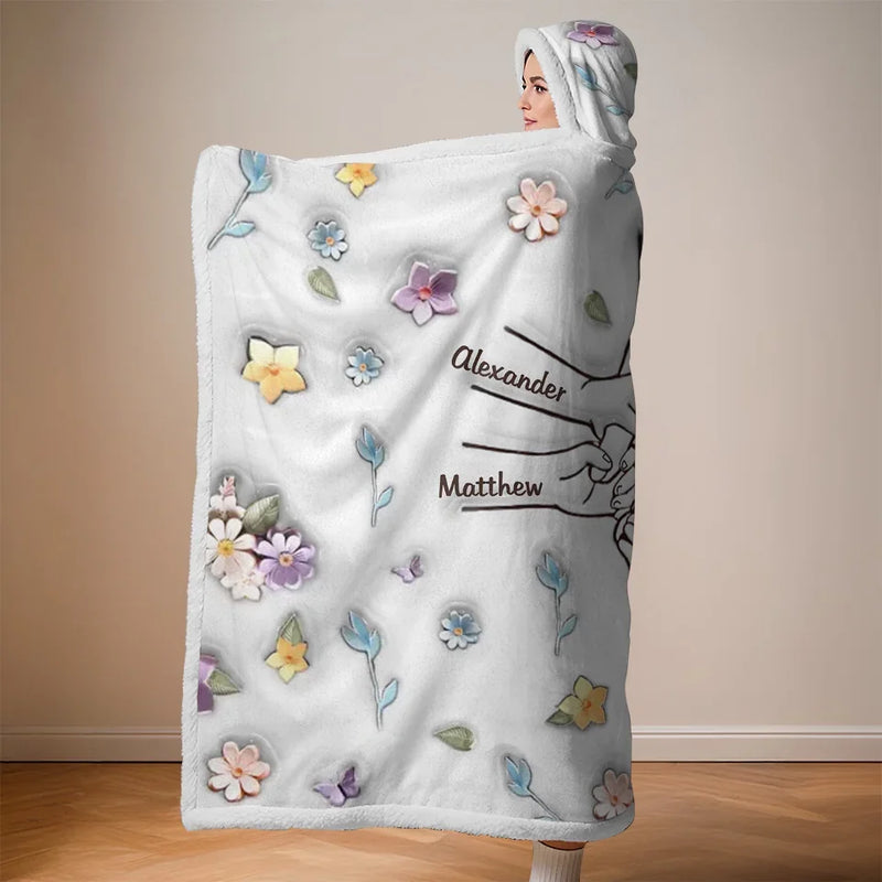Let's Hold Hands And Brave This World Together - Family Personalized Custom 3D Inflated Effect Printed Snuggle Blanket, Hoodie Blanket - Gift For Family Members