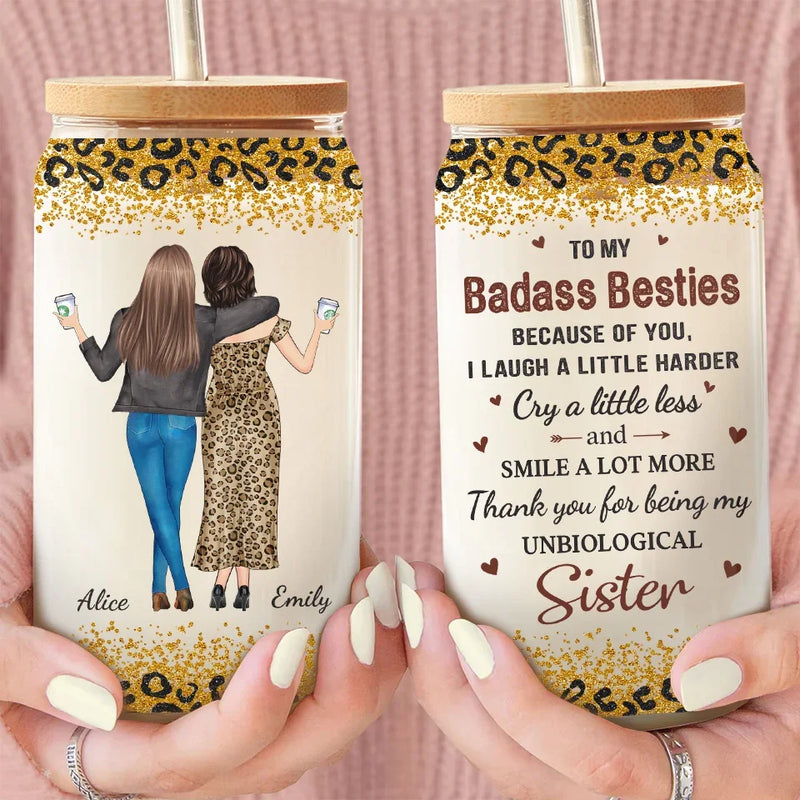 Friends Are The Family We Choose For Ourselves - Bestie Personalized Custom Glass Cup, Iced Coffee Cup - Gift For Best Friends, BFF, Sisters