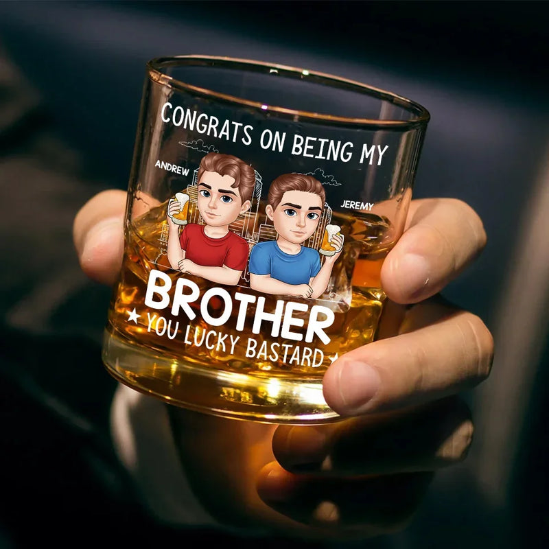 There’s No Buddy Like A Brother - Family Personalized Custom Whiskey Glass - Gift For Family Members