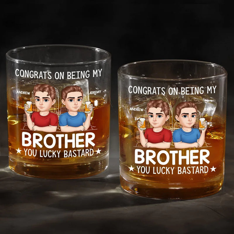 There’s No Buddy Like A Brother - Family Personalized Custom Whiskey Glass - Gift For Family Members
