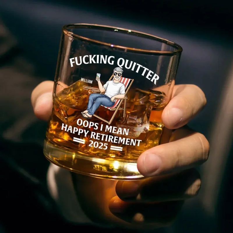 Relish The Freedom Of Waking Up Naturally - Personalized Custom Whiskey Glass - Appreciation, Retirement Gift For Coworkers, Work Friends, Colleagues