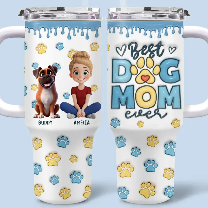 My Dog Is My Heart - Dog Personalized Custom 3D Inflated Effect Printed 40 Oz Stainless Steel Tumbler With Handle - Gift For Pet Owners, Pet Lovers