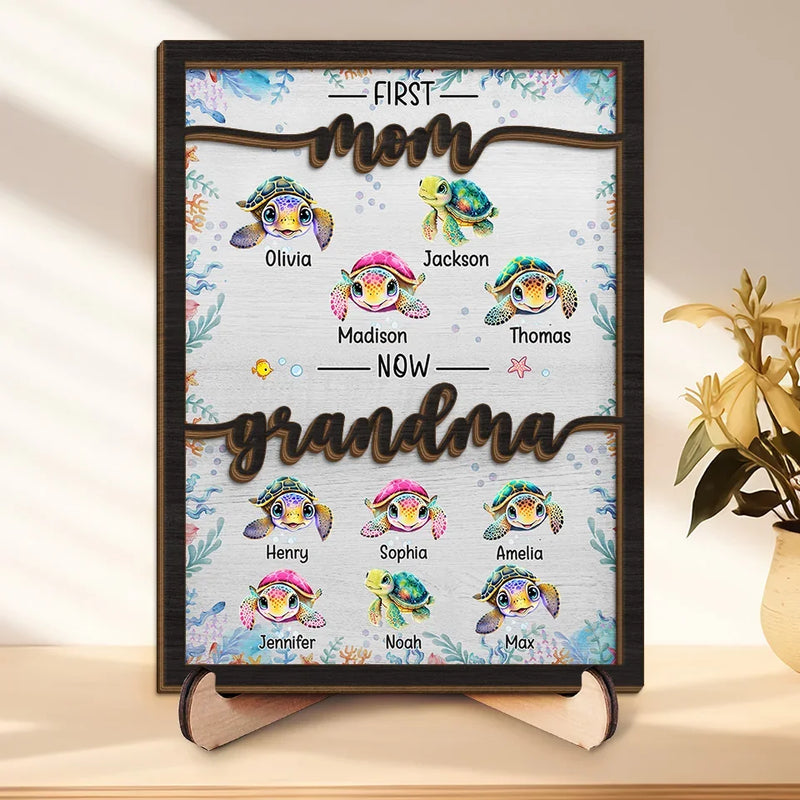 You Are In Our Hearts Forever - Family Personalized Custom 2-Layered Wooden Plaque With Stand - Gift For Mom, Grandma