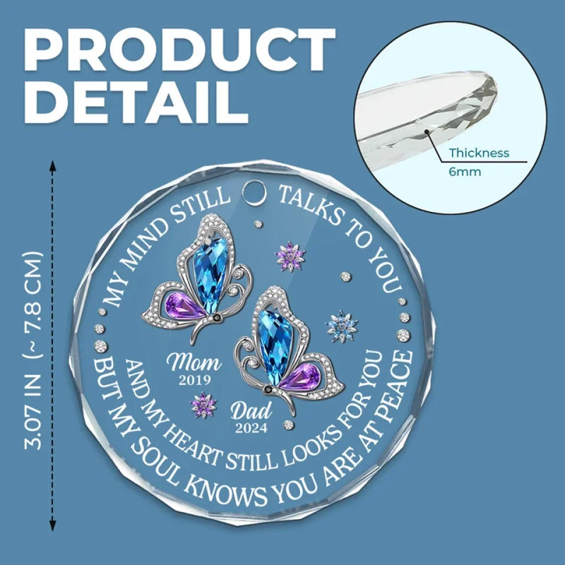 Remembered With Love - Memorial Personalized Custom Round Glass Ornament Car Hanger - Sympathy Gift For Family Members