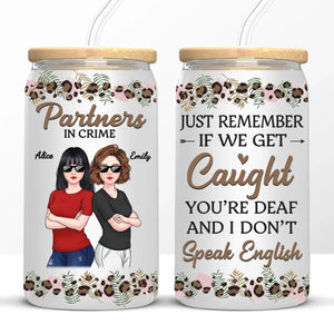 We Go Together Like Trouble And Fun - Bestie Personalized Custom Glass Cup, Iced Coffee Cup - Gift For Best Friends, BFF, Sisters