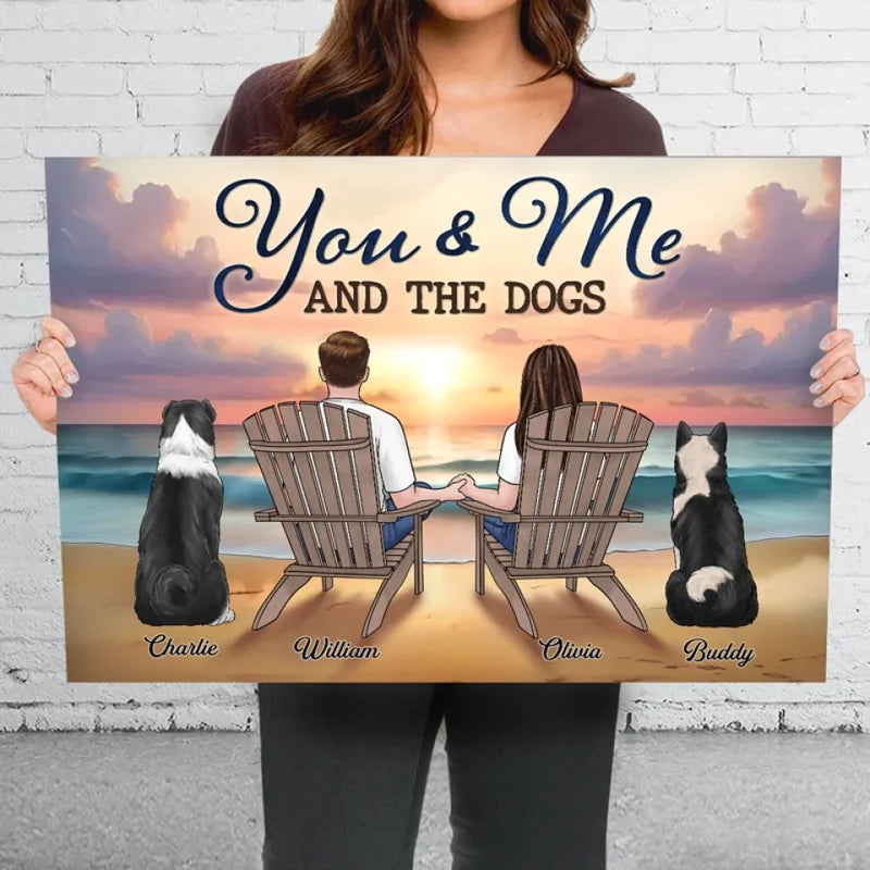 You And Me And The Fur Babies - Dog & Cat Personalized Custom Horizontal Canvas - Gift For Pet Owners, Pet Lovers