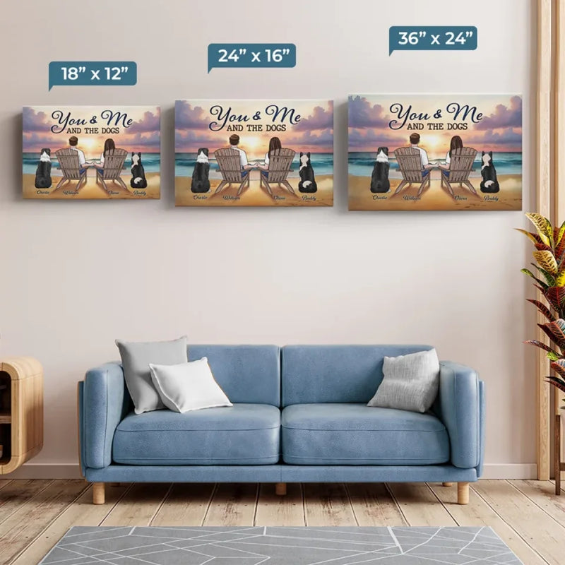 You And Me And The Fur Babies - Dog & Cat Personalized Custom Horizontal Canvas - Gift For Pet Owners, Pet Lovers