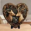 Avec toi, je me sens aussi gracieux qu'un cerf dans son élément - Pierre en forme de cœur imprimée effet 3D personnalisée avec support - Cadeau pour mari et femme, anniversaire