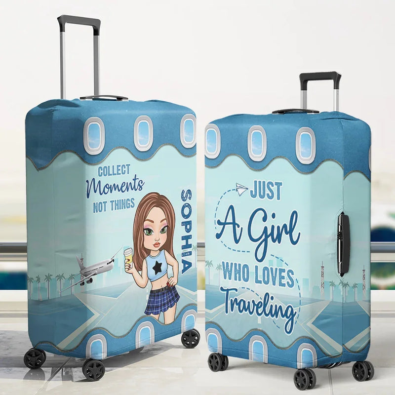 Travel Far, Live Fully - Travel Personalized Custom Luggage Cover - Summer Vacation Gift, Gift For Adventure Travel Lovers