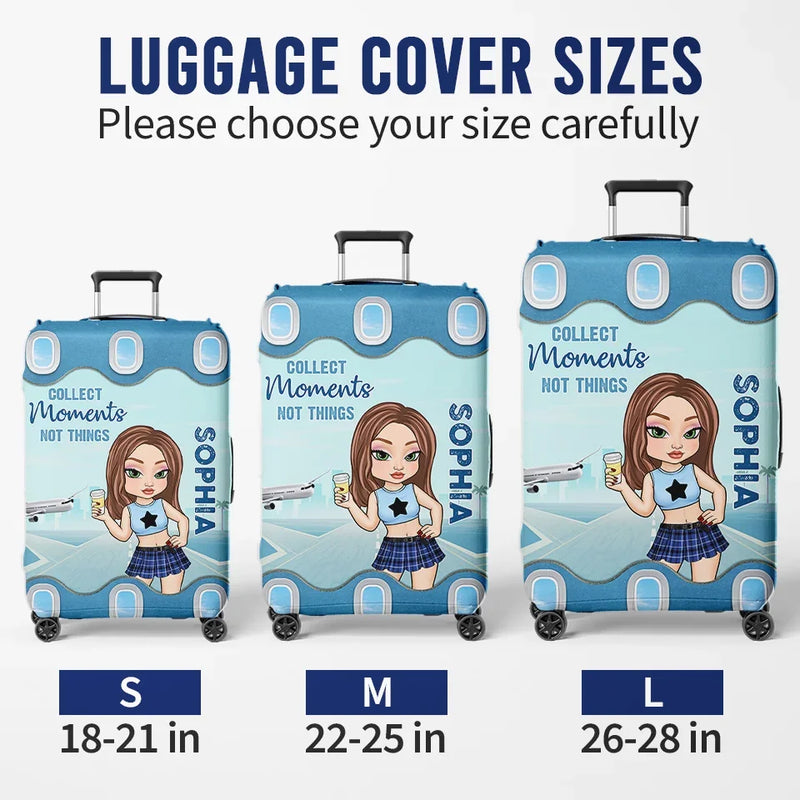 Travel Far, Live Fully - Travel Personalized Custom Luggage Cover - Summer Vacation Gift, Gift For Adventure Travel Lovers
