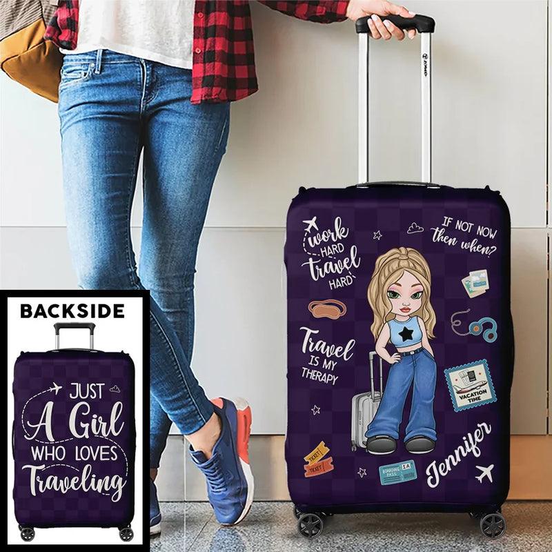 The Sky Is Calling And I Must Go - Travel Personalized Custom Luggage Cover - Summer Vacation Gift, Gift For Adventure Travel Lovers
