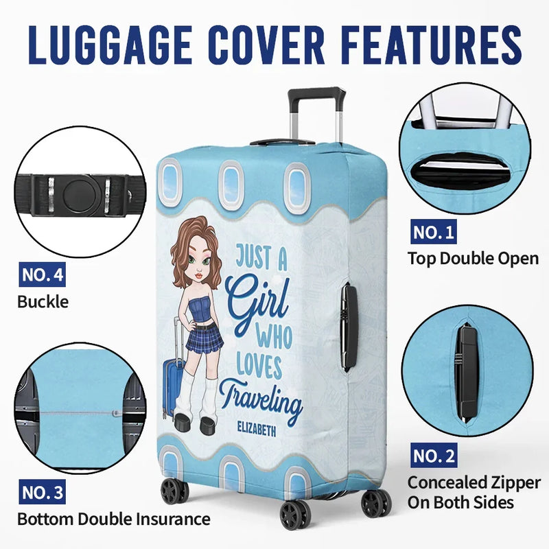Travel More, Worry Less - Travel Personalized Custom Luggage Cover - Summer Vacation Gift, Gift For Adventure Travel Lovers