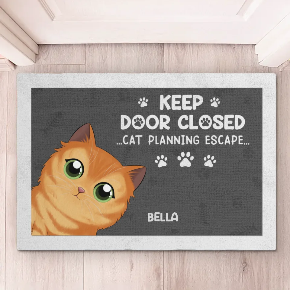 Keep Door Closed - Cat Personalized Custom Home Decor Decorative Mat - House Warming Gift For Pet Owners, Pet Lovers