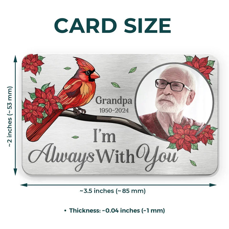 Custom Photo Wherever You Are, You Will Always Be In My Heart - Memorial Personalized Custom Aluminum Wallet Card - Sympathy Gift For Family Members