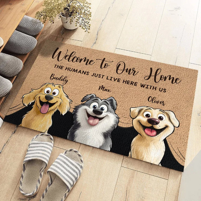 Welcome To Our Home, Beware Of Dog Kisses And Wagging Tails - Dog Personalized Custom Home Decor Decorative Mat - House Warming Gift For Pet Owners, Pet Lovers