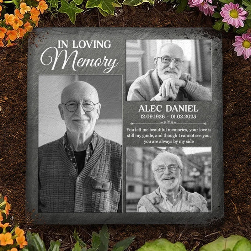 Custom Photo Your Love Is Still My Guide - Memorial Personalized Custom Square Shaped Stone With Stand - Sympathy Gift For Family Members