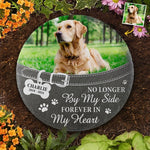 Custom Photo You Left Paw Prints On My Heart Forever - Memorial Personalized Custom Round Shaped Stone With Stand - Sympathy Gift For Pet Owners, Pet Lovers