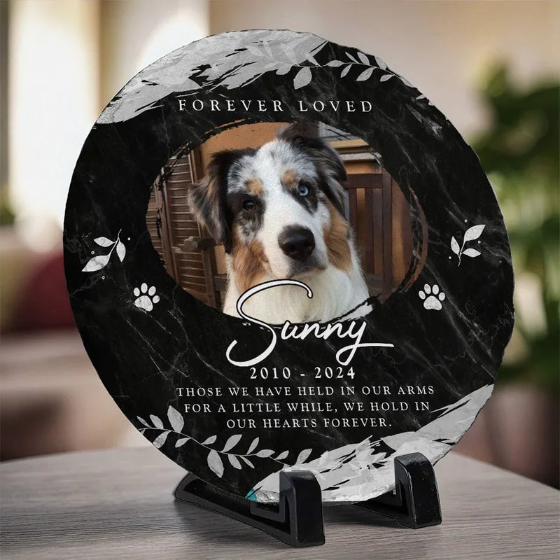 Custom Photo Forever In My Heart - Memorial Personalized Custom Round Shaped Stone With Stand - Sympathy Gift For Pet Owners, Pet Lovers