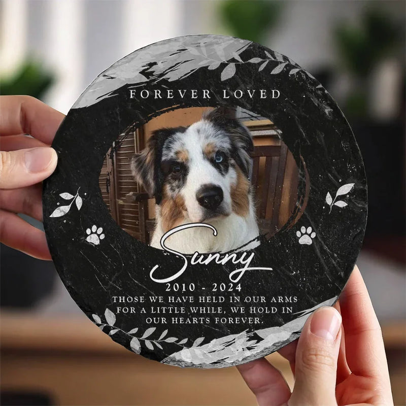 Custom Photo Forever In My Heart - Memorial Personalized Custom Round Shaped Stone With Stand - Sympathy Gift For Pet Owners, Pet Lovers