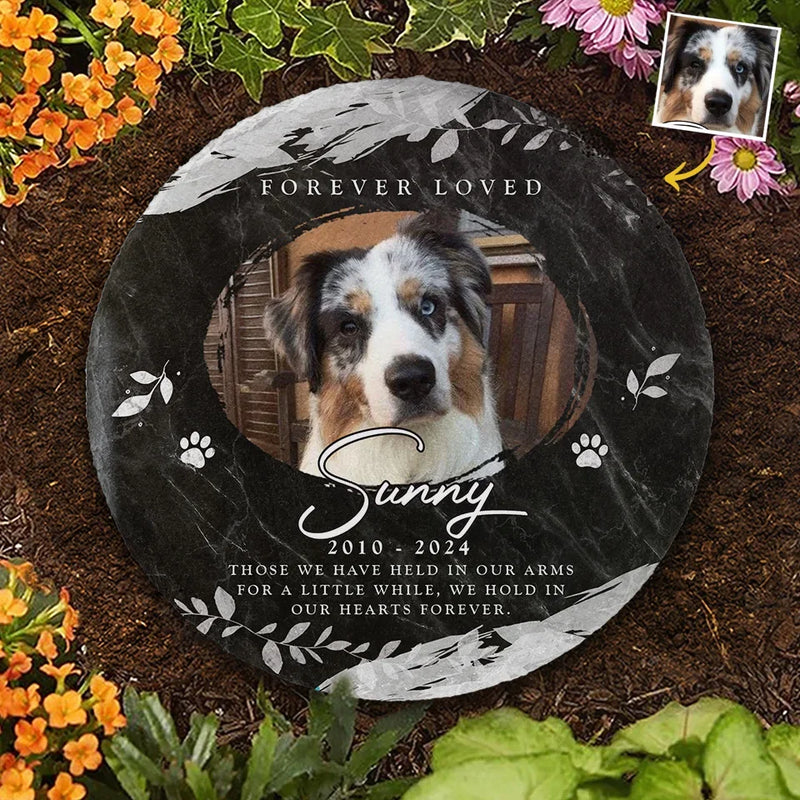 Custom Photo Forever In My Heart - Memorial Personalized Custom Round Shaped Stone With Stand - Sympathy Gift For Pet Owners, Pet Lovers