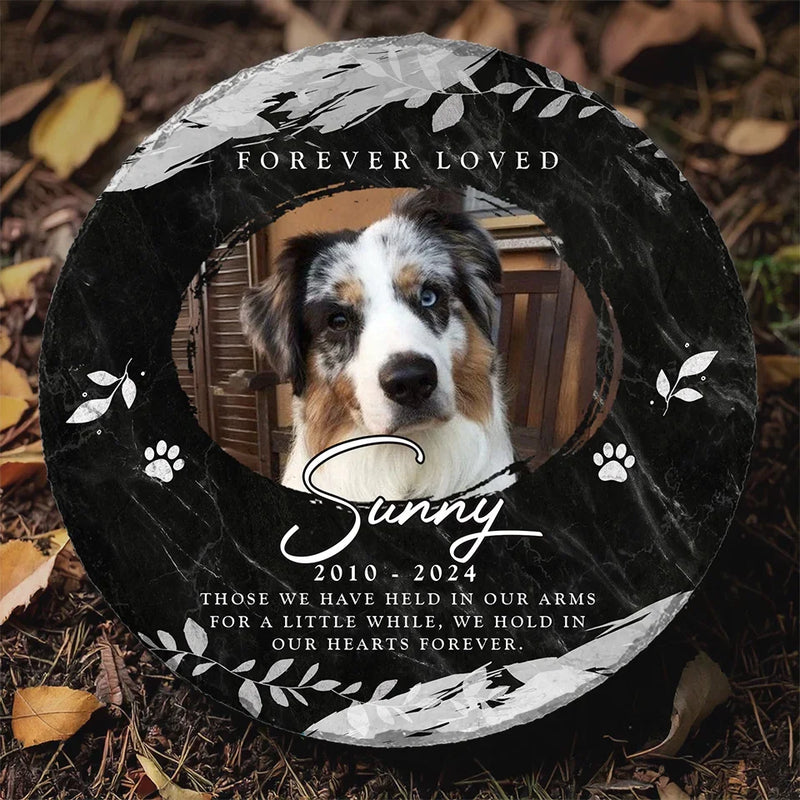 Custom Photo Forever In My Heart - Memorial Personalized Custom Round Shaped Stone With Stand - Sympathy Gift For Pet Owners, Pet Lovers