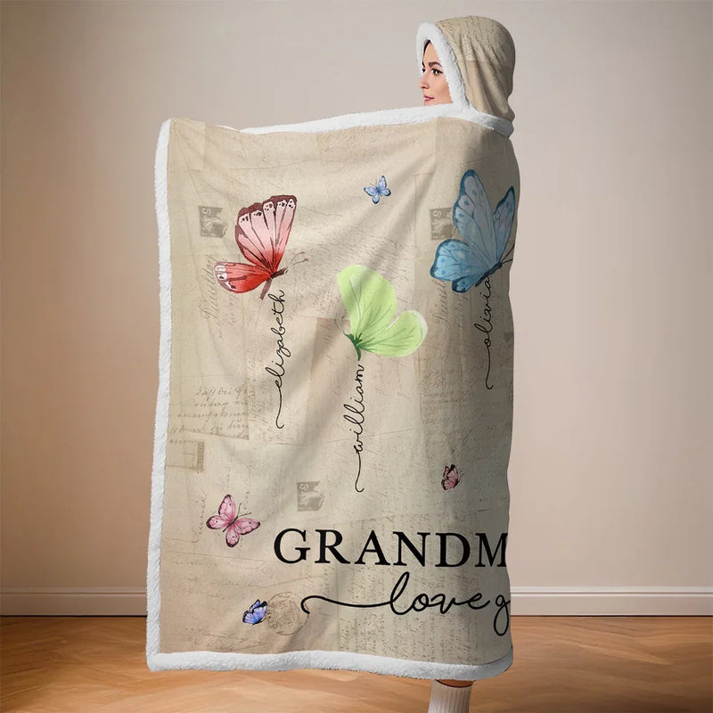 Family Is Where Love Is Endless - Family Personalized Custom Snuggle Blanket, Hoodie Blanket - Gift For Mom, Grandma