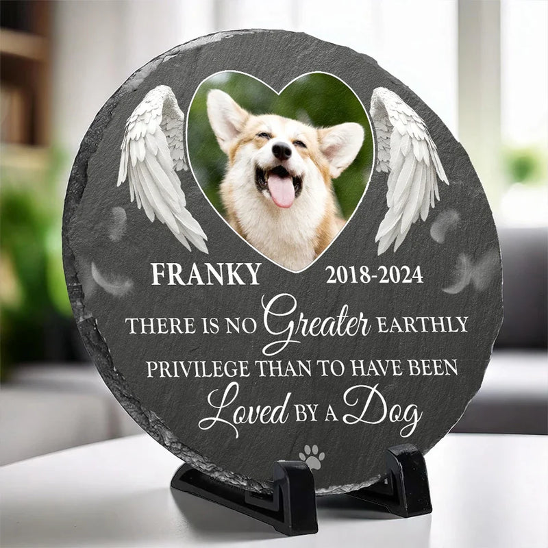 Custom Photo Your Spirit Will Always Remain With Me - Memorial Personalized Custom Round Shaped Stone With Stand - Sympathy Gift For Pet Owners, Pet Lovers