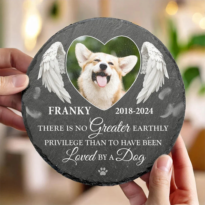 Custom Photo Your Spirit Will Always Remain With Me - Memorial Personalized Custom Round Shaped Stone With Stand - Sympathy Gift For Pet Owners, Pet Lovers