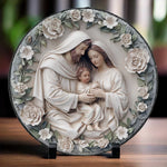 Faith, Hope, And Love - Family Personalized Custom 3D Effect Printed Round Shaped Stone With Stand - Gift For Family Members