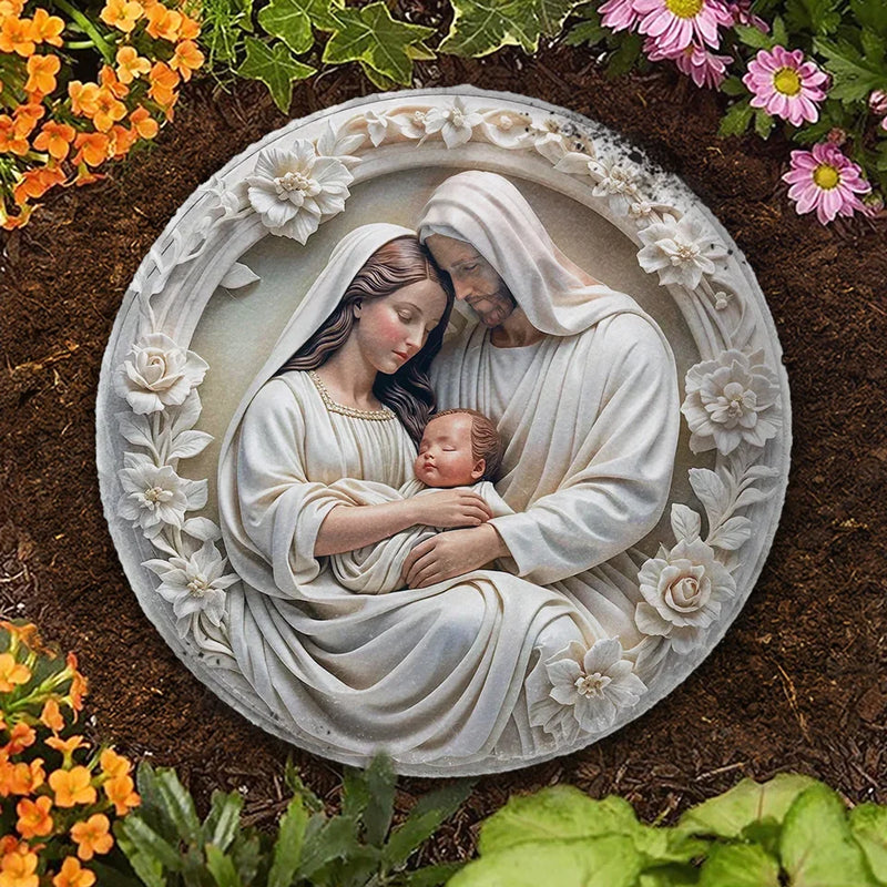 Faith, Hope, And Love - Family Personalized Custom 3D Effect Printed Round Shaped Stone With Stand - Gift For Family Members