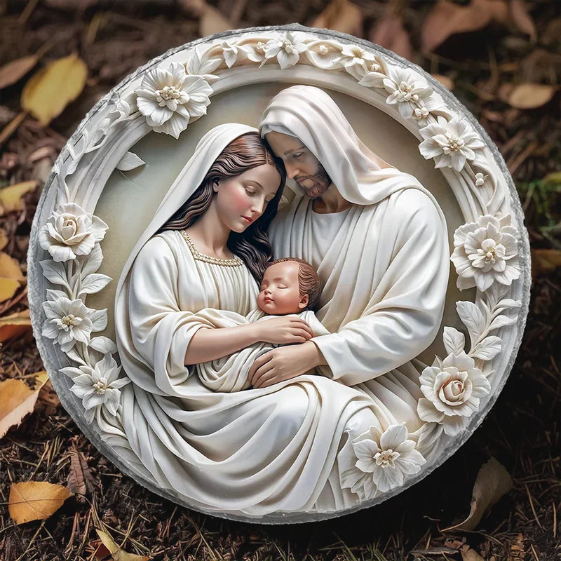 Faith, Hope, And Love - Family Personalized Custom 3D Effect Printed Round Shaped Stone With Stand - Gift For Family Members