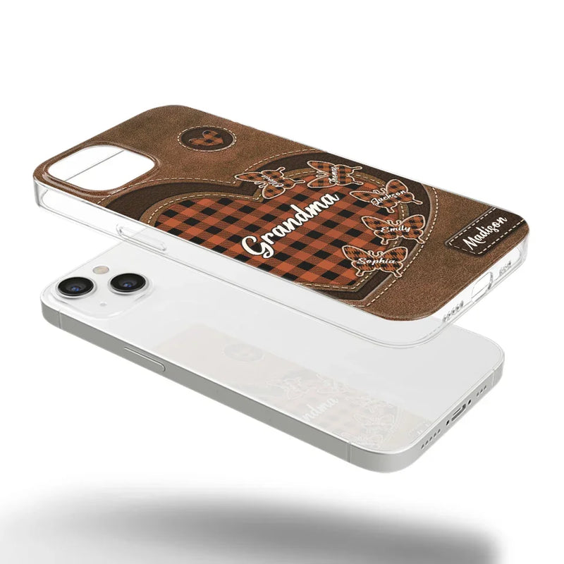 Grandma’s Love Is A Hug That Never Ends - Family Personalized Custom Clear Phone Case - Gift For Mom, Grandma