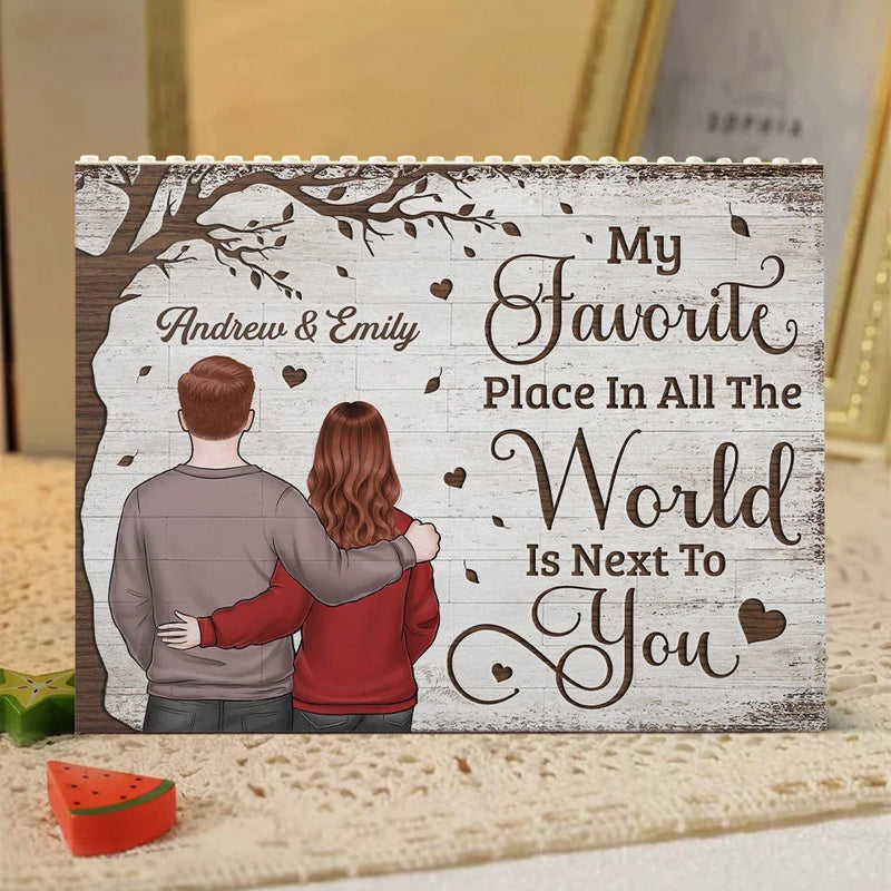Together Is A Wonderful Place To Be - Couple Personalized Custom Horizontal Rectangle Shaped Building Brick Blocks - Gift For Husband Wife, Anniversary