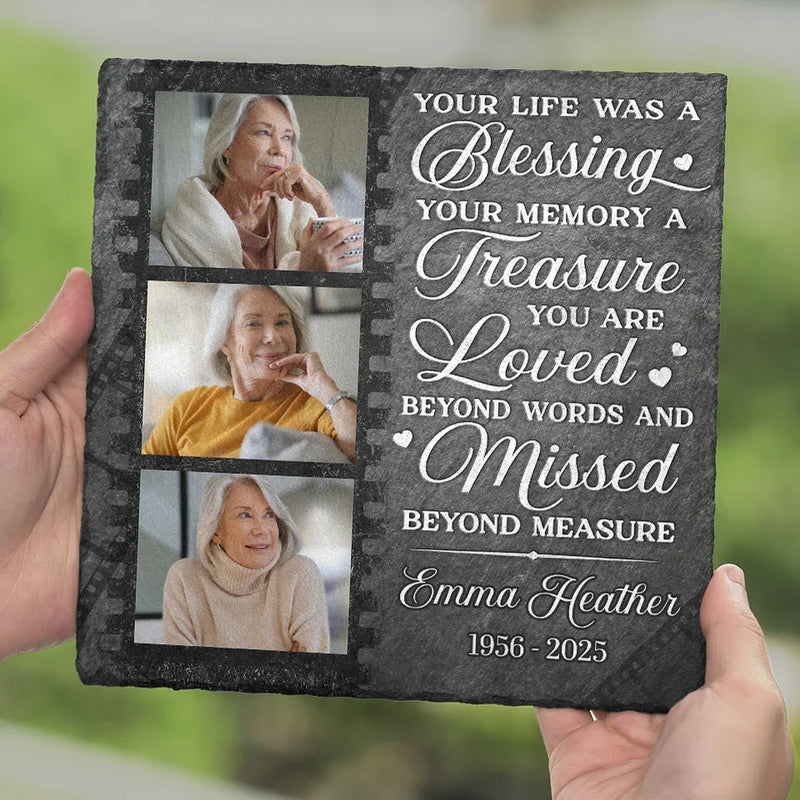 Custom Photo Remembering Our Love That Guides Us Forever - Memorial Personalized Custom Square Shaped Stone With Stand - Sympathy Gift For Family Members