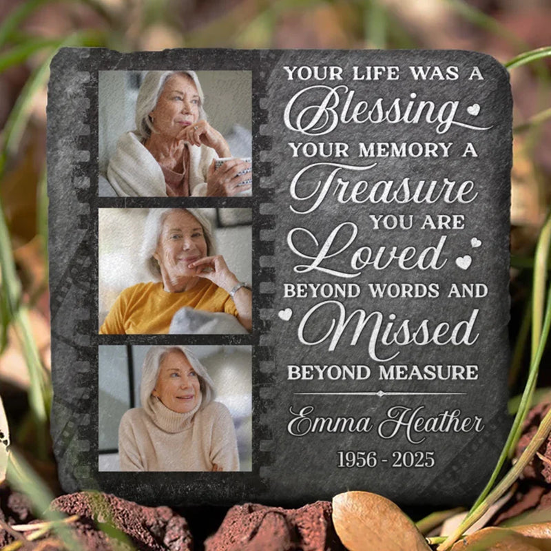 Custom Photo Remembering Our Love That Guides Us Forever - Memorial Personalized Custom Square Shaped Stone With Stand - Sympathy Gift For Family Members