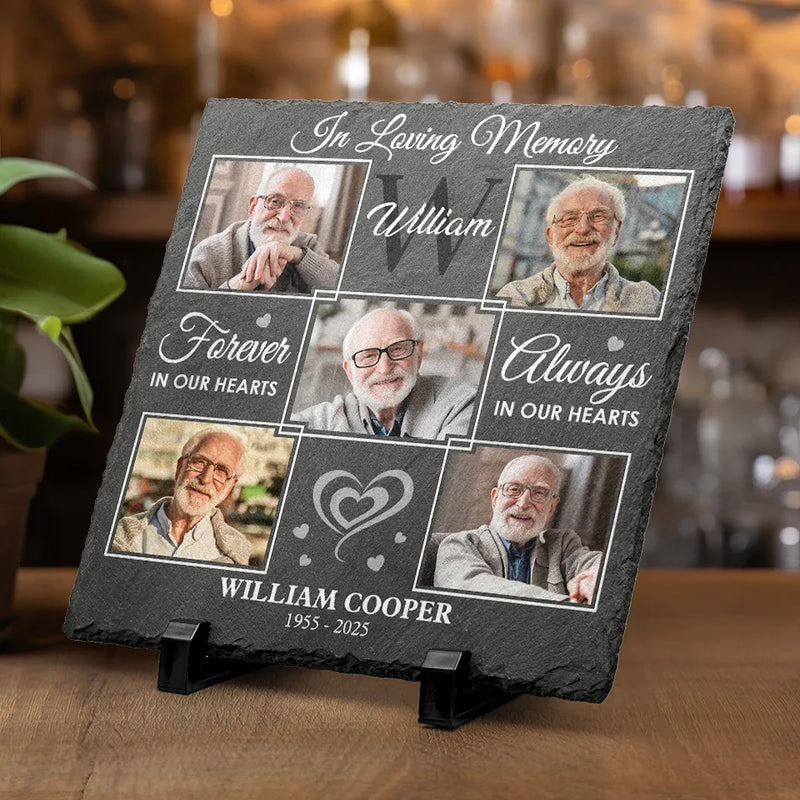 Custom Photo A Cherished Reminder Of Love That Connects Us - Memorial Personalized Custom Square Shaped Stone With Stand - Sympathy Gift For Family Members