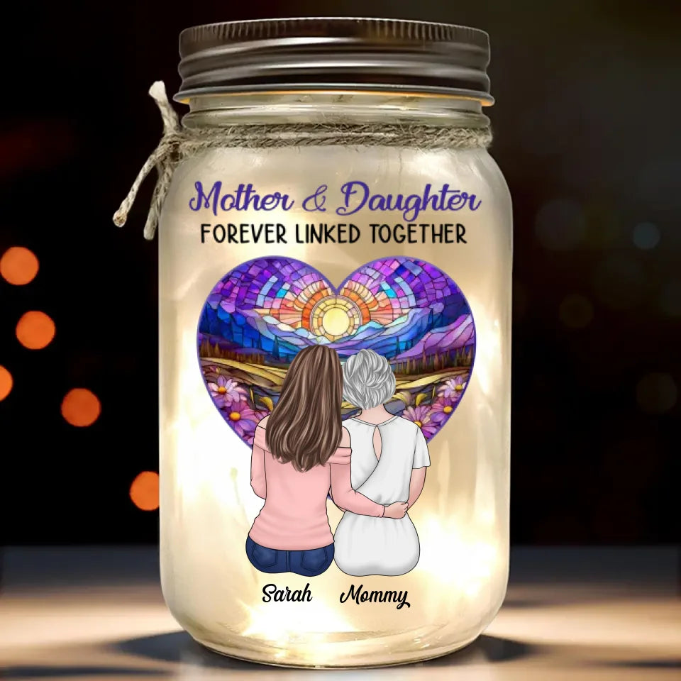 Daughters Are The Heart Of Their Mothers - Family Personalized Custom Mason Jar Light - Gift For Mom, Daughter
