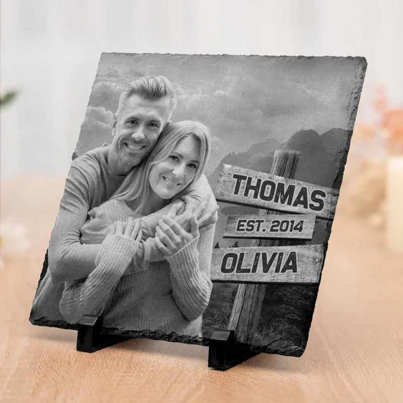 Custom Photo We Create A Beautiful Story - Couple Personalized Custom Square Shaped Stone With Stand - Gift For Husband Wife, Anniversary